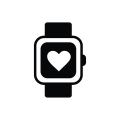 Smartwatch-heart icon. Simple vector sign.