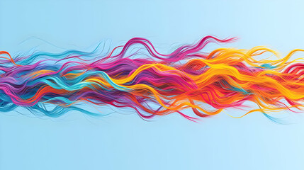 Abstract Colorful Wavy Lines And Particles Against A Blue Background Illustrating Design And Motion