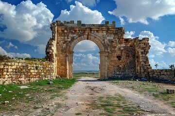 The ruins of the ancient city of Jerash in Jordan in the evening