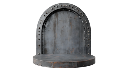 Rustic Metal Display Stand Industrial Design Arch Background