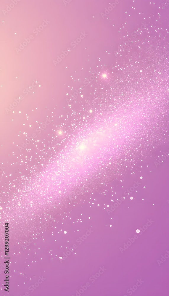 Poster a gradient background with sparkly particles creating a cosmic form