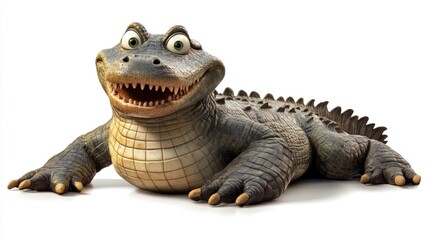 Fototapeta premium Smiling alligator 3D model on white