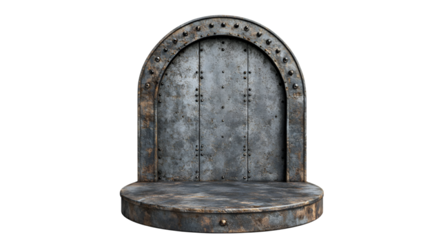 Rustic Metal Display Stand Arch Door Background