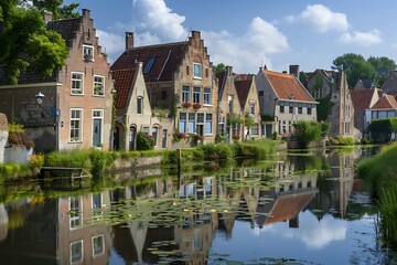 Obraz premium Canals of the old town of Volendam, Holland.