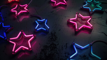 Fototapeta premium neon stars on dark background