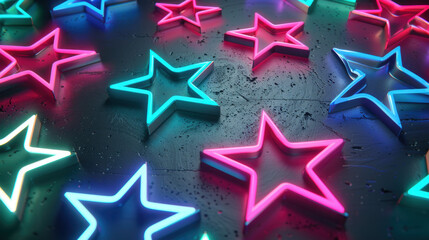 Obraz premium neon stars on dark background