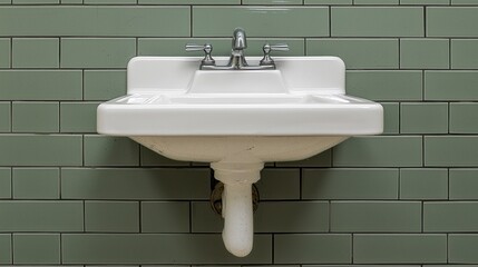 Public Washbasin on Sage Green Tile