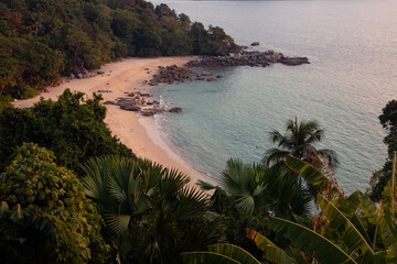 Stunning haad laem sing beach at sunset in phuket, thailand