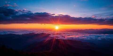 Breathtaking sunrise over the Smoky Mountains creating an ethereal vista