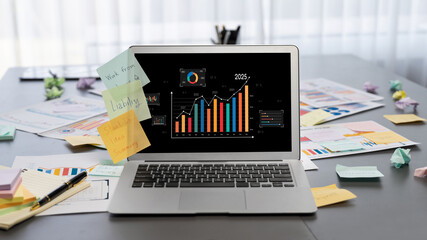 Business data dashboard provide business intelligence analytic for marketing strategy planning...
