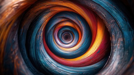 Naklejka premium Vivid abstract colorful spiral swirl pattern with artistic wooden texture
