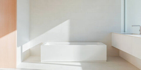 Fototapeta premium Modern minimalistic bathroom design with natural light and clean lines for relaxation