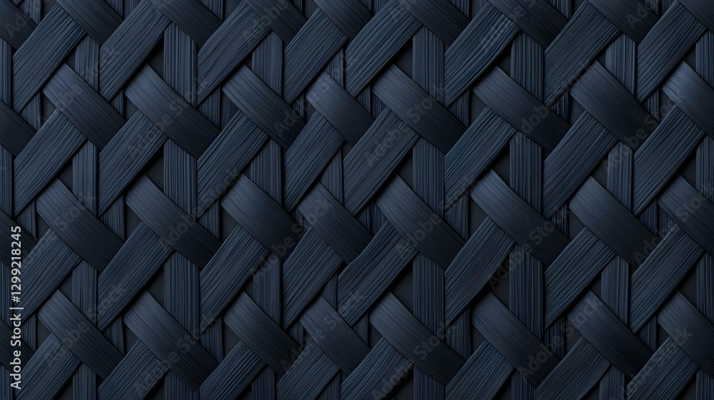 Poster detailed woven textured pattern with repeating diagonal lines and blue tones creating a modern geome