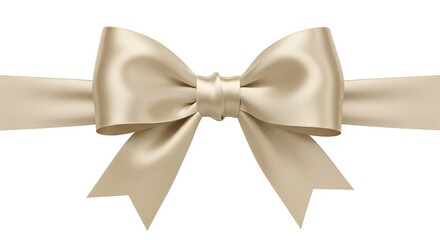 Fototapeta premium Elegant satin bow ribbon with smooth texture and soft sheen, isolated on white background, concept for gift wrapping, celebration decoration and luxury product packaging