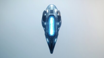 A sci-fi themed launcher with a glowing blue energy core, featuring sleek, angular lines and a high-tech interface.
