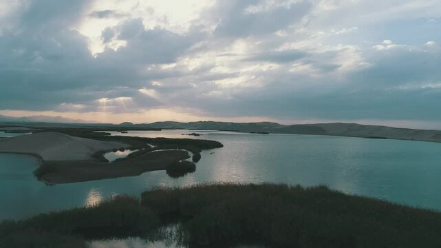 sunset over the lake