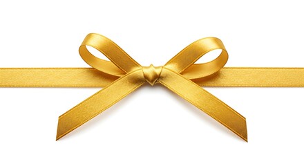 Fototapeta premium Golden Ribbon Bow Isolated on White Background Premium Quality