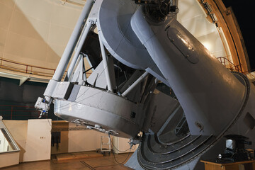 exploring the universe large telescope in observatory with panoramic window