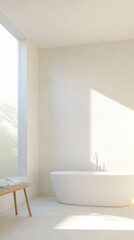Fototapeta premium Relaxing modern bathroom with natural light and minimalist design