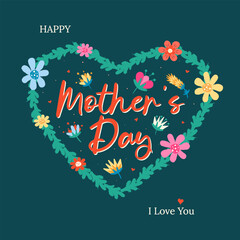 Mother's day greeting card. Lettering card for postcard, poster, banner. Vector illustration.