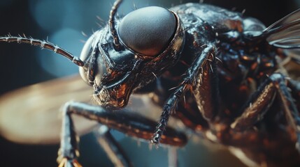 Fototapeta premium Close-up of a black fly in nature