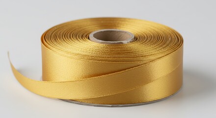 Gold Satin Ribbon Roll Craft Supplies  Studio Shot
