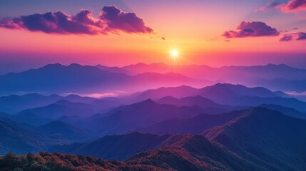 Fototapeta premium Majestic Sunrise over Multi-hued Mountains