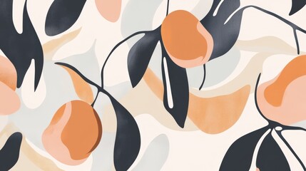 Abstract Floral Art: A Modern Botanical Print with Soft Colors