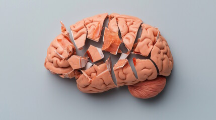 Fragmented brain model symbolizing mental overload and cognitive challenges