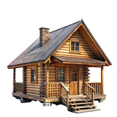Rustic Log Cabin: Wooden House Image isolated on transparent background