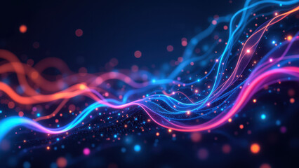 Fototapeta premium Abstract digital art with flowing lines representing ci/cd pipelines, ideal for software development or technology-related content.