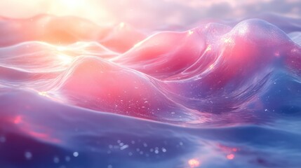 Ethereal Glow: A Dreamlike Seascape of Pastel Hues and Sparkling Waves