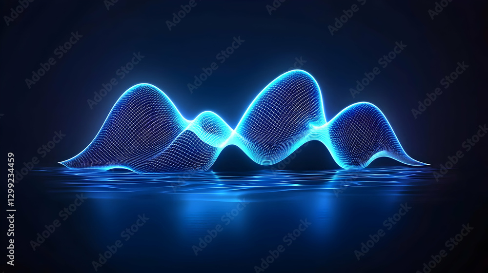 Poster abstract digital blue data visualization representing modern technology in dark background