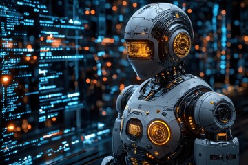 Futuristic Robot in a High-Tech Environment