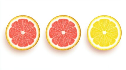 A Delightful Display of Citrus Fruit Slices: Grapefruit and Lemon