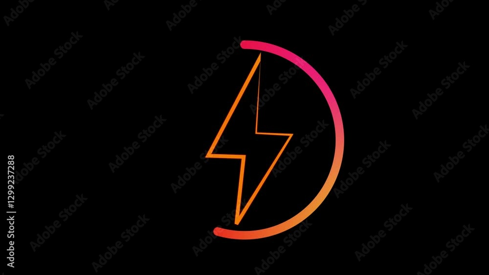 Poster electrical storm, high voltage icon animation video, thunder icon animation in a circle. multi colou