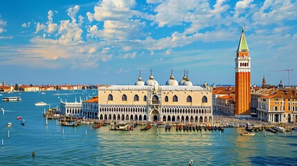 Panoramic view of San Marco square in Venice, Italy.