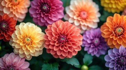 Vibrant Dahlia Blooms: A Colorful Garden Display