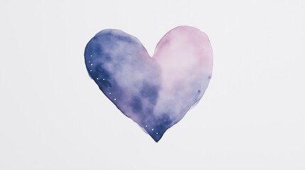 Fototapeta premium Watercolor heart with purple and pink gradient on white background