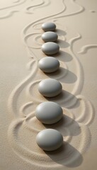 Minimalist Japanese Zen Garden with Stone and Sand Patterns
