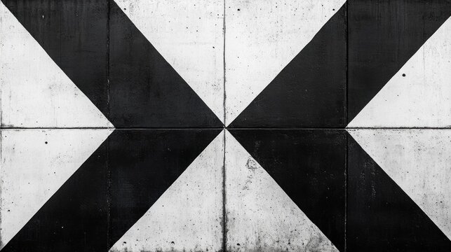 Concrete floor, black & white geometric pattern