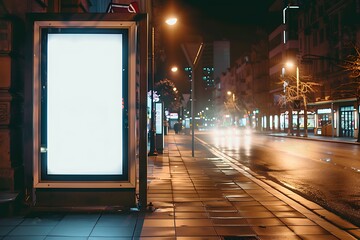 Blank advertising billboard in the city at night. 3d rendering