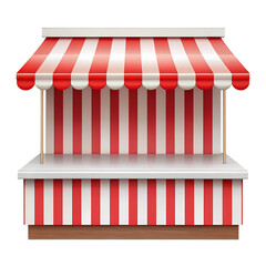 Red & White Striped Market Stall | Food Kiosk Design isolated on transparent background