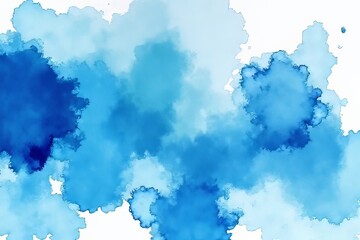 Abstract Watercolor Painting in Shades of Blue