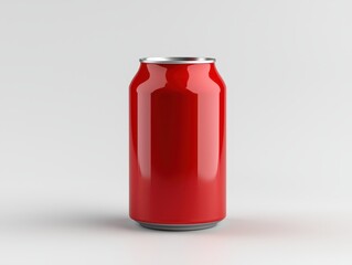 Fototapeta premium Vibrant red soda can on white, refreshing summer beverage for quenching thirst