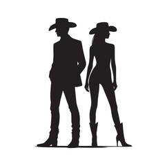 Cowboy couple silhouette vector illustration