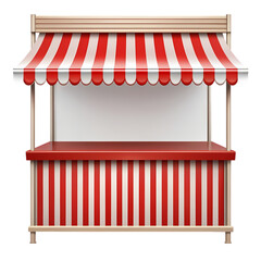 Red & White Striped Market Stall | Vendor Booth isolated on transparent background