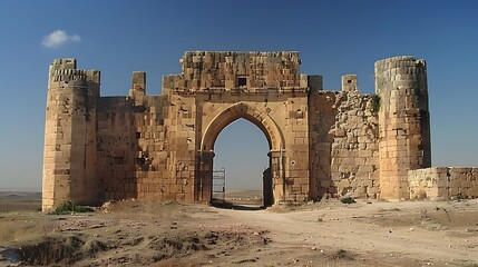 The ruins of the ancient city of Jerash in Jordan in the evening