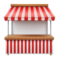 Red & White Striped Market Stall isolated on transparent background