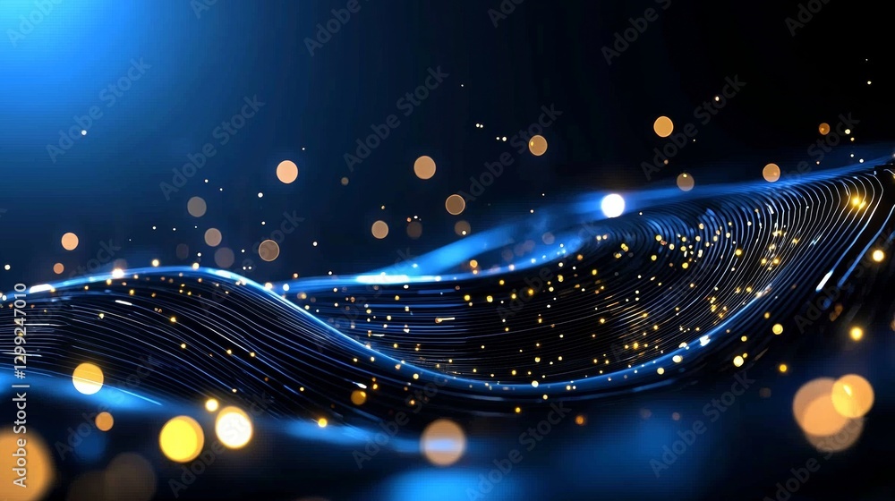 Poster dynamic light trails and bokeh effects abstract digital art modern aesthetic dark background artisti